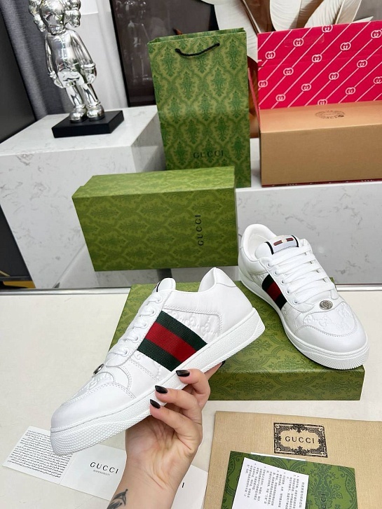 Женские кожаные кроссовки Gucci GG Screener Premium