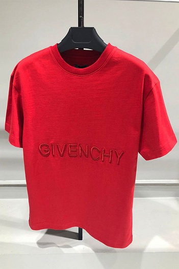 Мужская футболка Givenchy flocked logo - Red   