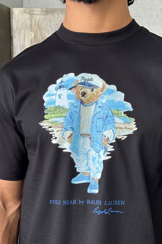 Мужская чёрная футболка Роlо Ralрh Lаurеn "Bear"