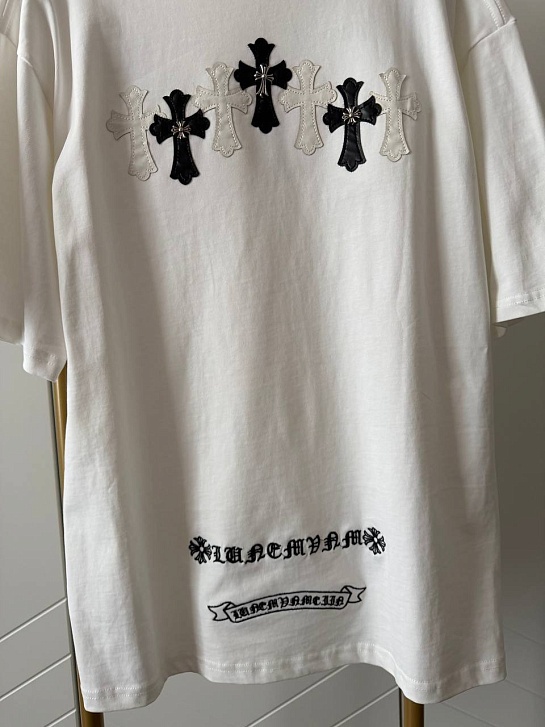 Женская оверсайз футболка белого цвета Chrome Hearts premium