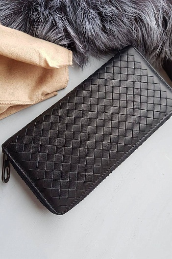 Портмоне с молнией Bottega Veneta - Black 20x10 см   