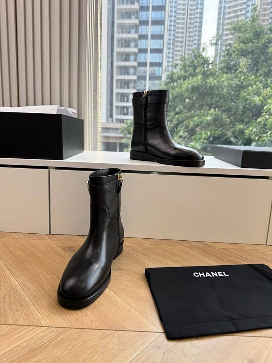 Женские кожаные сапоги Chanel premium