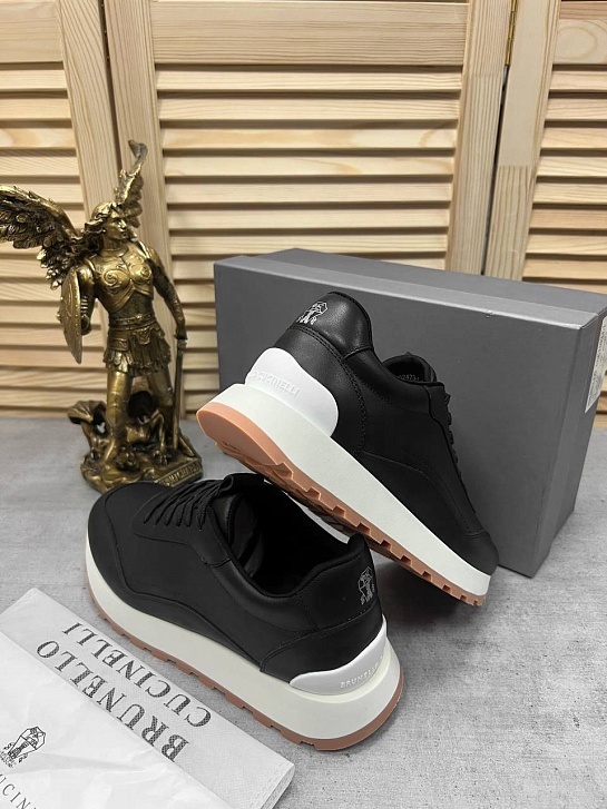 Кожаные кроссовки Brunello Cucinelli чёрного цвета