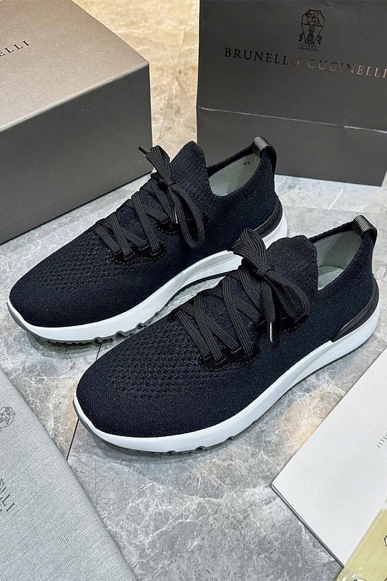 Текстильные кроссовки Brunello Cucinelli тёмно-синего цвета