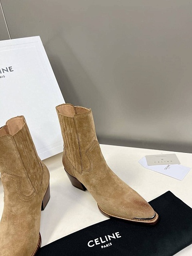 Женские замшевые сапоги Celine Premium - Brown   