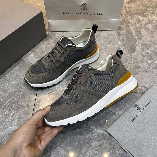 Мужские комбинированные кроссовки Brunello Cucinelli