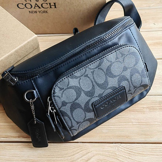 Кожаная сумка на пояс Coach Track - Black   