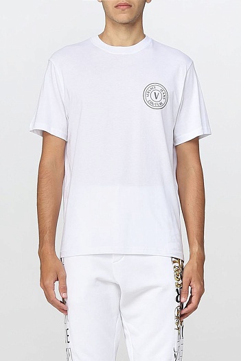 Мужская белая футболка Versace Jeans Couture V-emblem   
