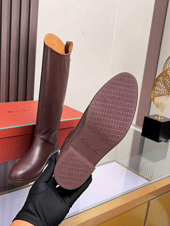 Женские кожаные сапоги Loro Piana premium - Brown
