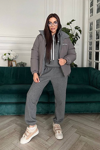 Женский серый костюм тройка MIU MIU Premium   