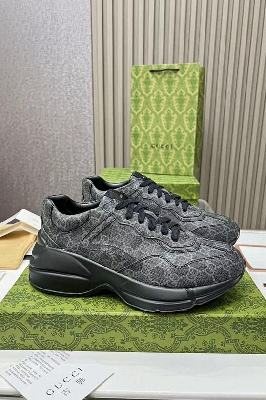 Кожаные кроссовки Gucci GG Rhyton - Grey