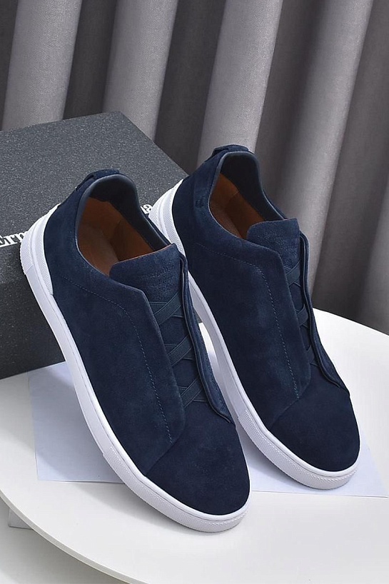 Замшевые кроссовки Ermenegildo Zegna Triple Stitch low-top - Navy