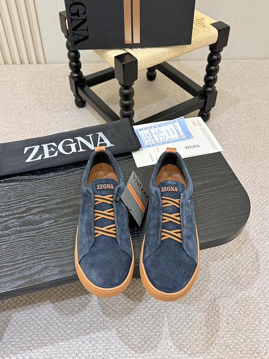 Замшевые кроссовки Ermenegildo Zegna Triple Stitch - Blue