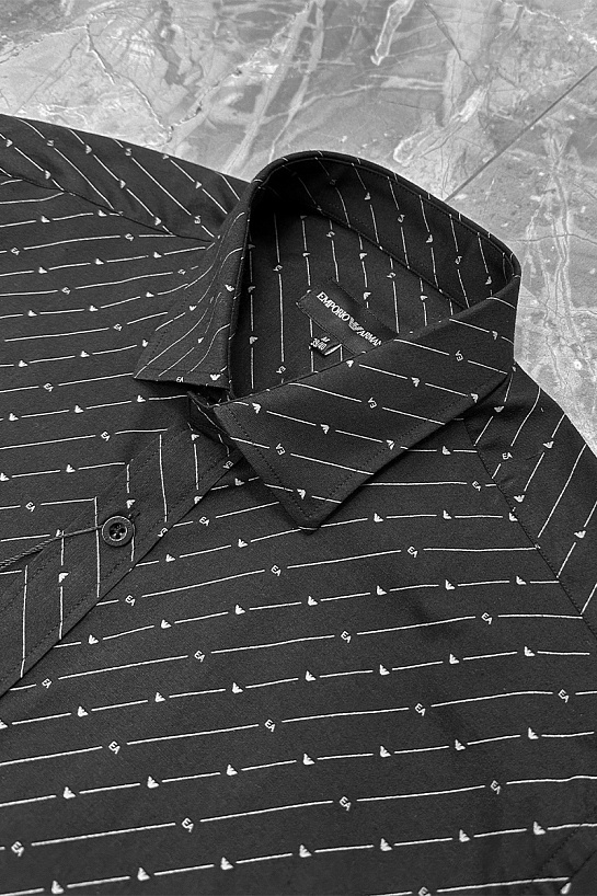 Мужская чёрная рубашка Emporio Armani logo-print