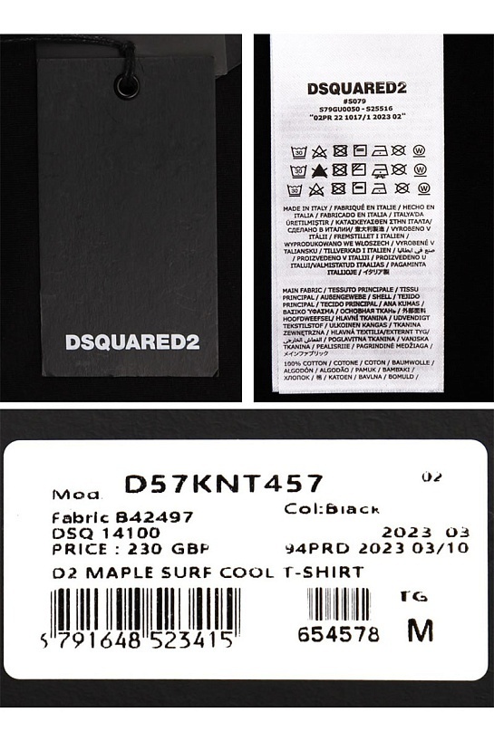 Футболка чёрного цвета Dsquared2 maple surf cool