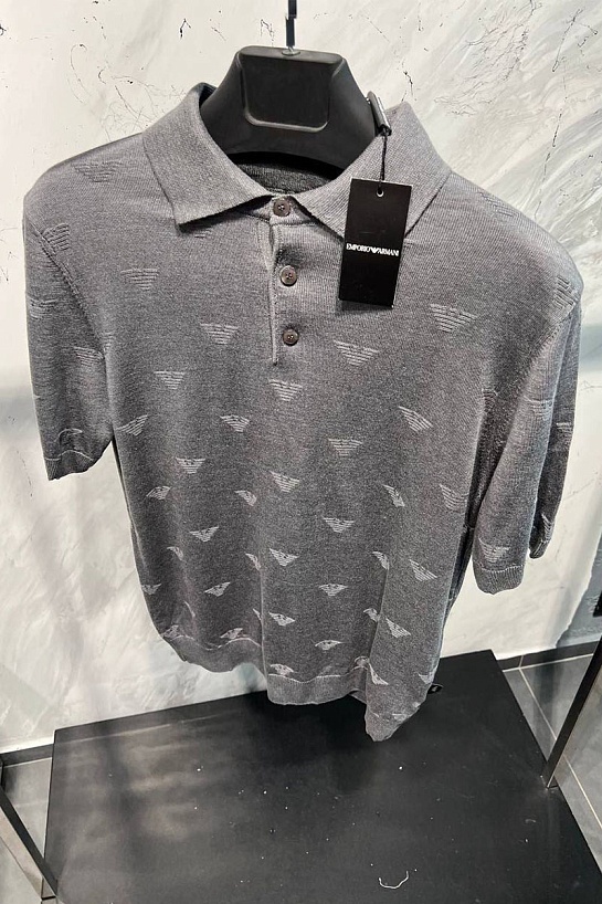 Мужское серое поло Emporio Armani