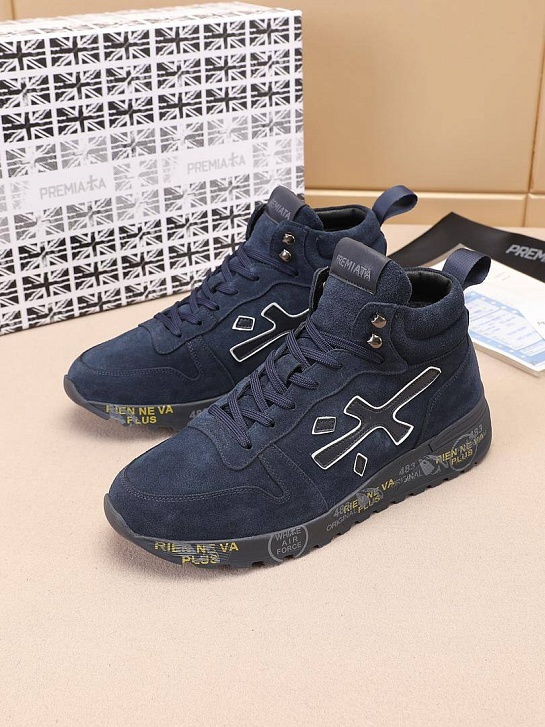 Замшевые кроссовки с мехом Premiata high-top - Navy