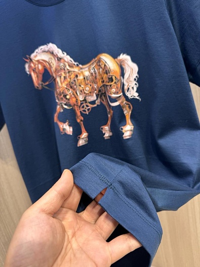 Футболка синего цвета Hermes Premium   
