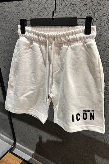 Мужские белые шорты Dsquared2 ICON-logo   