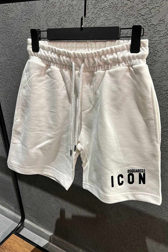 Мужские белые шорты Dsquared2 ICON-logo