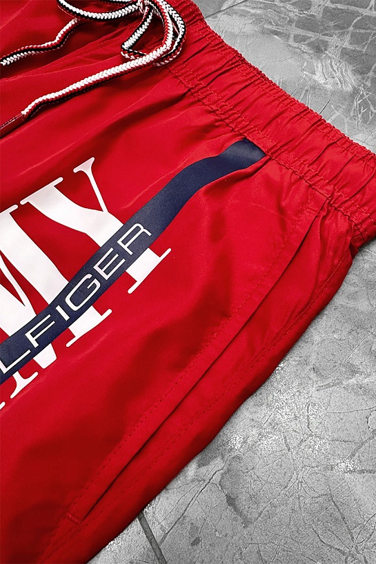 Мужские красные шорты Tommy Hilfiger logo-print