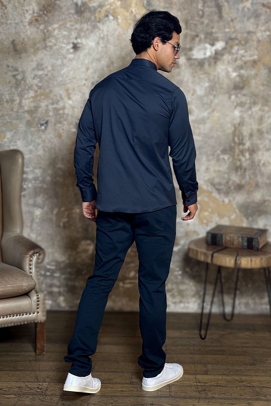 Мужская рубашка Loro Piana тёмно-синего цвета