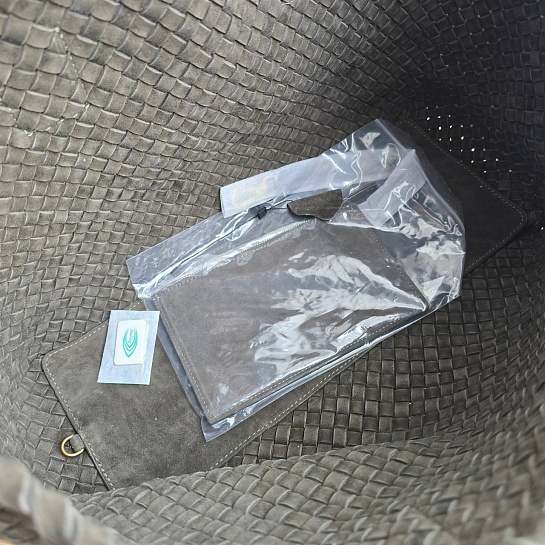 Замшевая сумка Bottega Veneta Cabat 40x28 см - Green