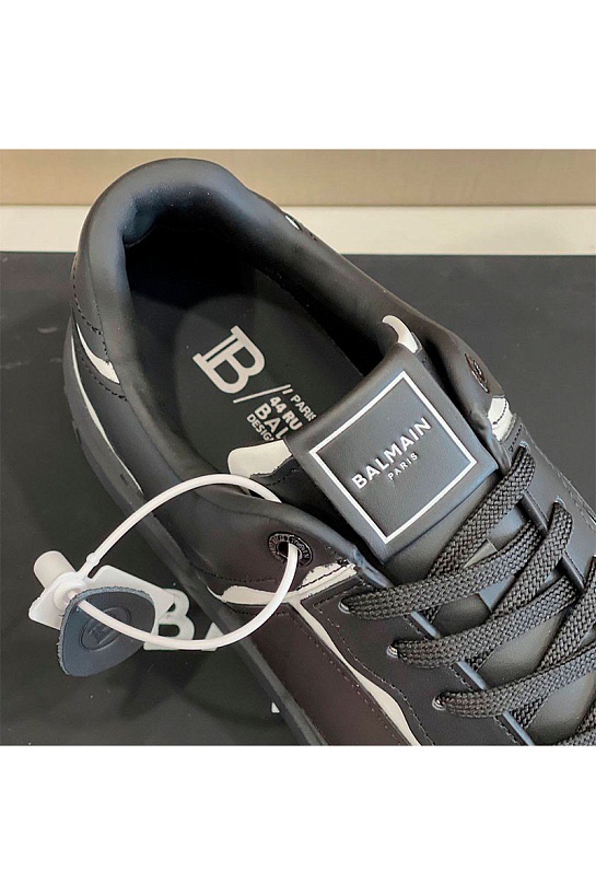 Чёрные кожаные кроссовки Balmain