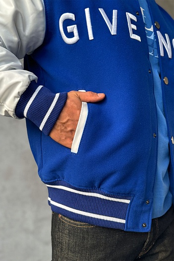Мужской бомбер Givenchy Varsity logo-embroidered - Blue / White   