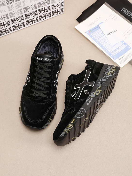 Замшевые кроссовки с мехом Premiata low-top - Black