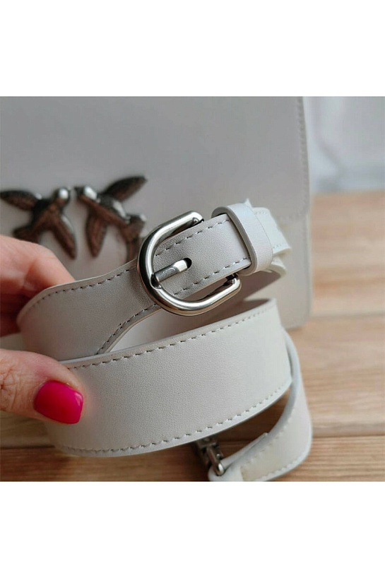 Кожаная сумка Love 25x18 см - White / Silver