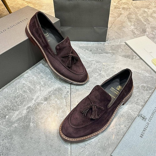 Замшевые лоферы Brunello Cucinelli tassels - Burgundy   