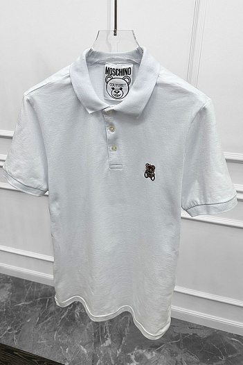 Белое мужское поло Moschino Teddy Bear   