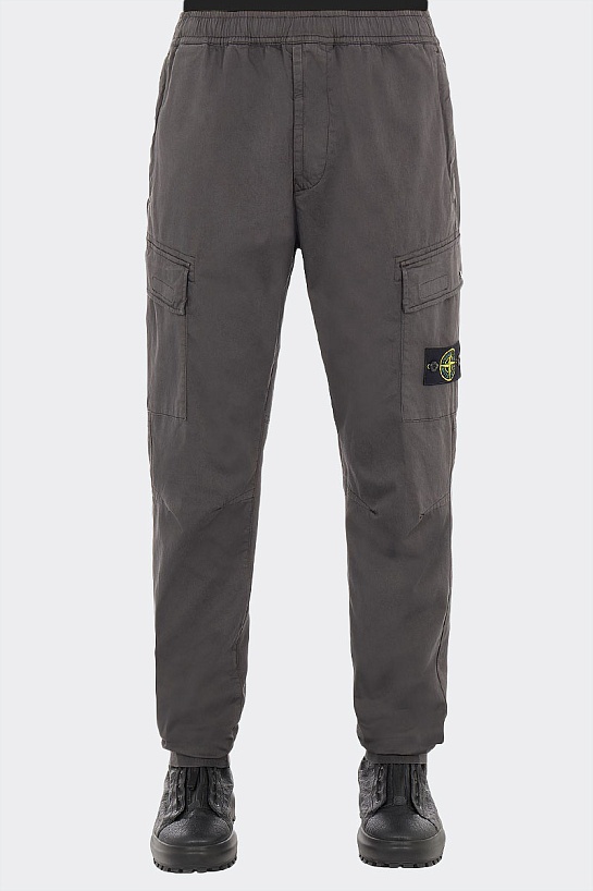 Мужские тёмно-серые джоггеры с патчем Stone Island