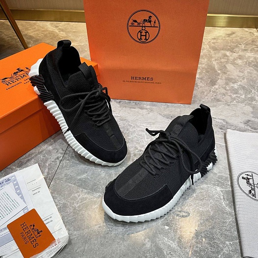 Текстильные кроссовки Hermes lift slip-on - Black / White   