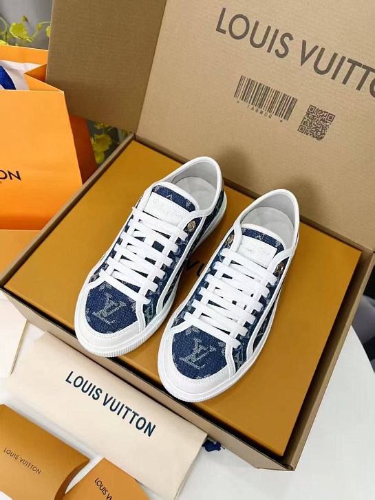 Женские комбинированные кеды Louis Vuitton Premium - Blue