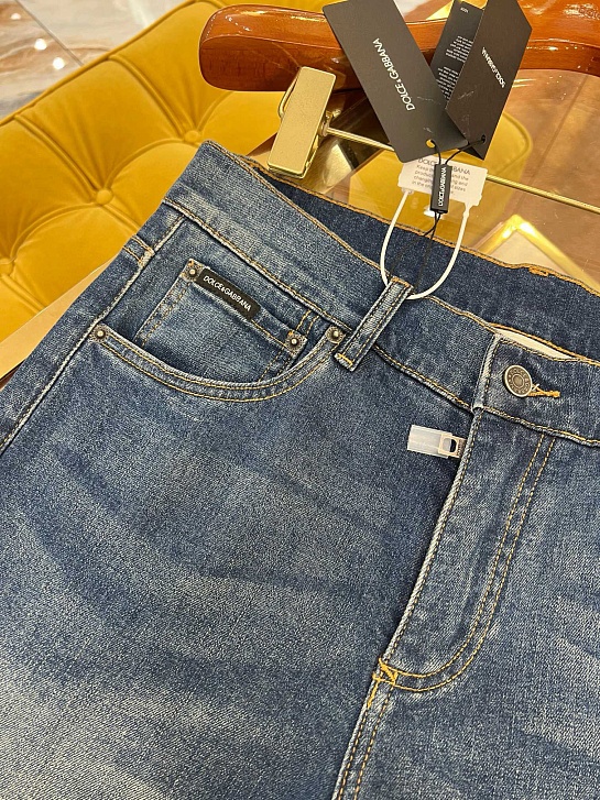 Мужские синие джинсы Dolce & Gabbana slim fit Premium