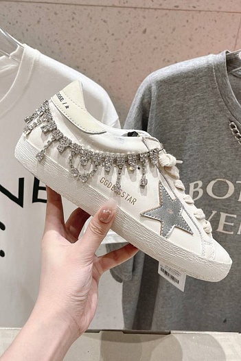 Женские кожаные кроссовки Golden Goose Super Star premium   