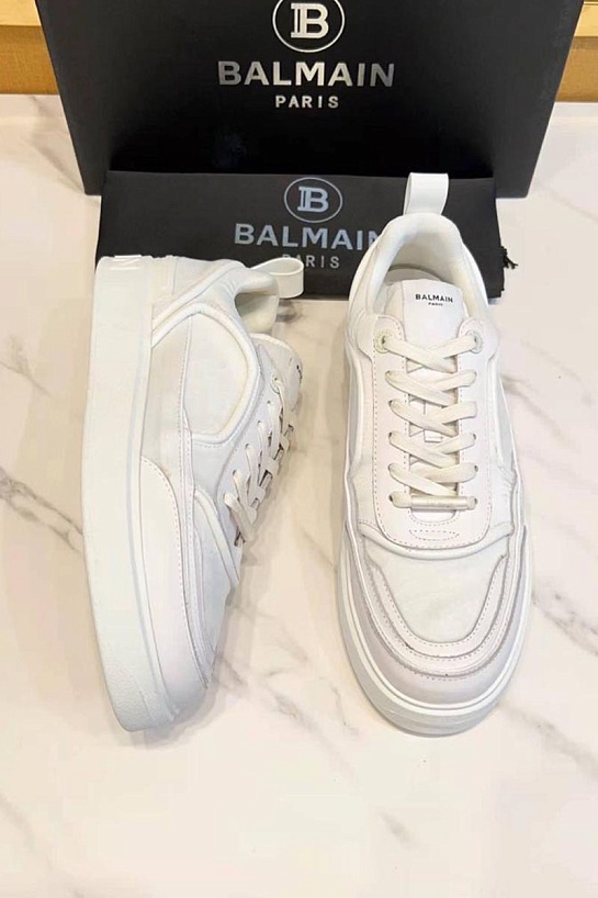 Комбинированные кроссовки Balmain белого цвета
