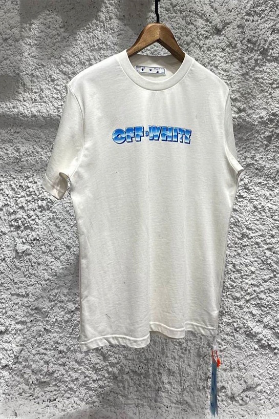 Белая оверсайз футболка Off-White Blue Metal Arrows