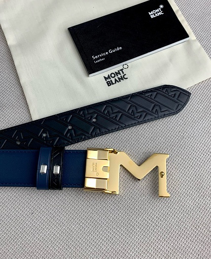 Двусторонний кожаный ремень Montblanc Premium (ширина 3.5 см)   