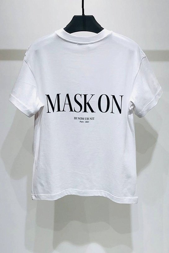 Белая оверсайз футболка Ih Nom Uh Nit "Mask On"