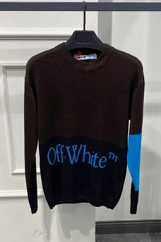 Мужской свитер Off-White colorblock - Brown / Black