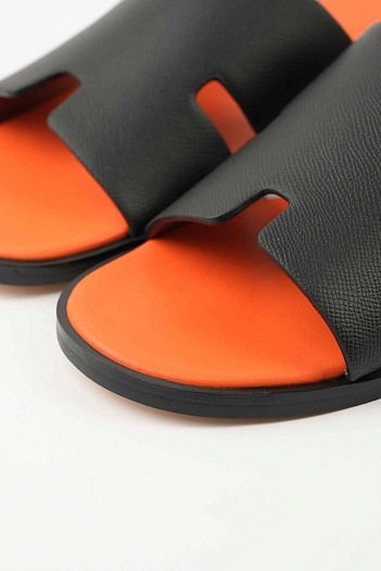 Мужские шлёпанцы Hermes Izmir - Black / Orange   