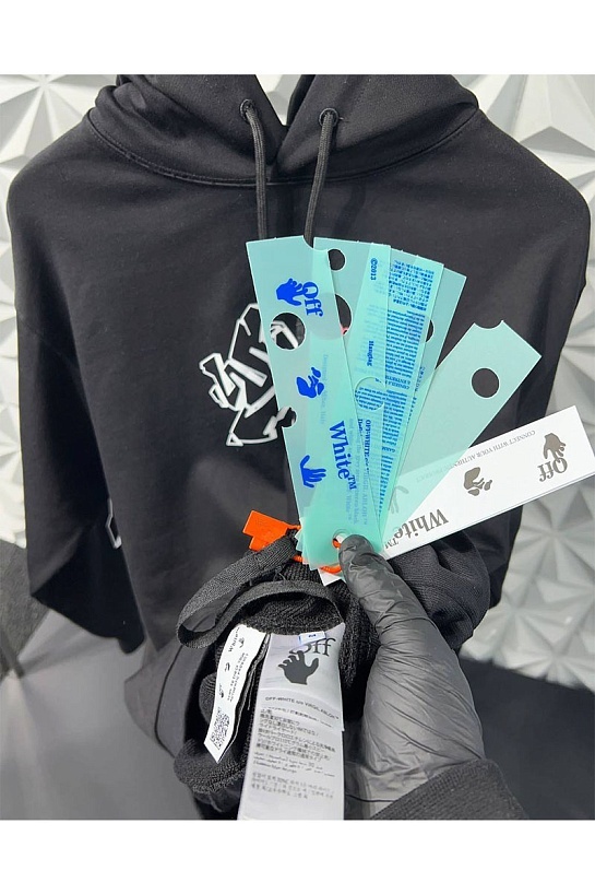 Мужское бежевое худи Off-White Graffiti Arrows Logo