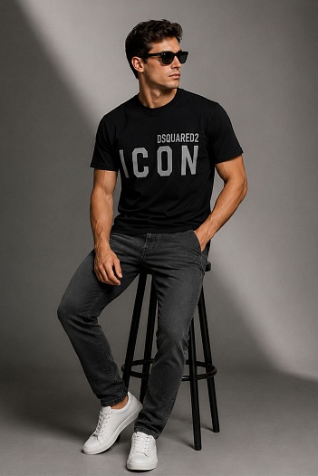 Мужская футболка Dsquared2 "ICON" - Black   