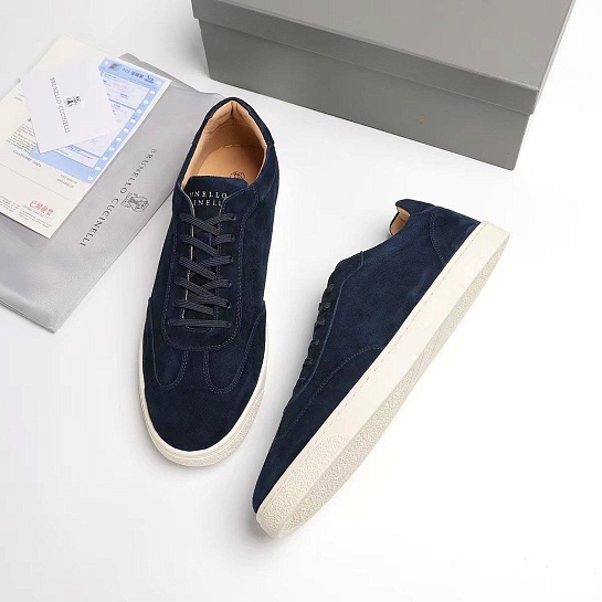 Замшевые кроссовки Brunello Cucinelli logo-print - Navy