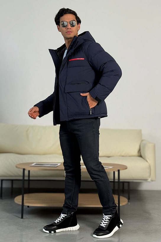 Мужской пуховик Prada Linea Rossa - Navy