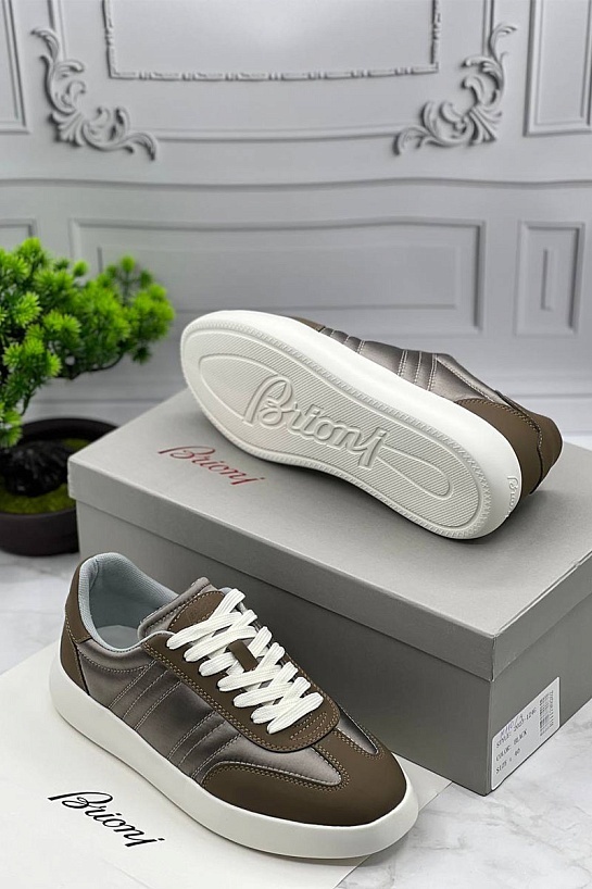 Мужские кроссовки Brioni коричневого цвета