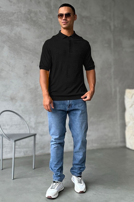 Мужское поло Dolce & Gabbana monogram all-over - Black